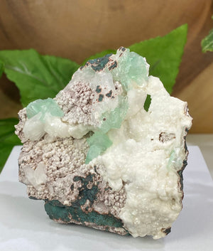 
                  
                    Load image into Gallery viewer, Green Apophyllite Crystals with Druzy Chalcedony in Zeolite Rich Matrix from Nashik, India - Natural Mineral Display Piece for Collectors
                  
                