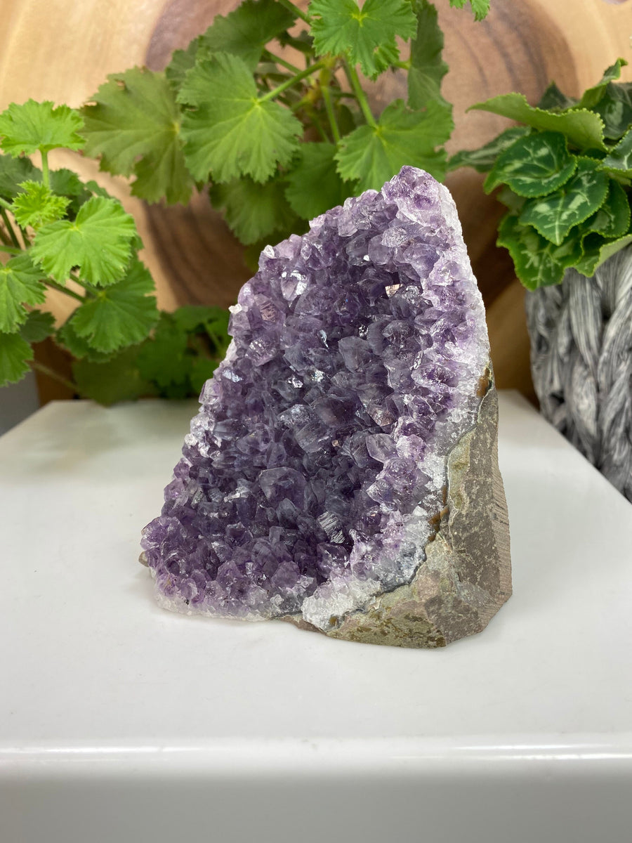 Amethyst Crystal Cluster with Natural Basalt Matrix from Brazil - Self ...