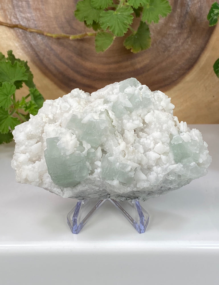 Green Fluorite Crystals w/ Calcite Epimorphs in Matrix from The Hunan Province, China - Natural Fluorescent Mineral Display Piece - On Sale