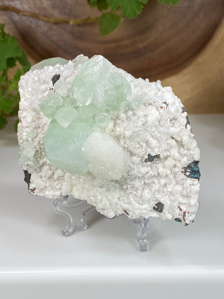 
                  
                    Load image into Gallery viewer, Apophyllite Crystals with Heulandite and Druzy Chalcedony from Nashik, India - Natural Zeolite Display Piece Perfect for Mineral Collections
                  
                