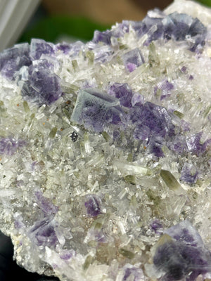 
                  
                    Load image into Gallery viewer, Purple Saturated Fluorite Crystals with Chlorite, Quartz, and Pyrite from The Hunan Province Perfect for Mineral Collections + Metaphysics
                  
                