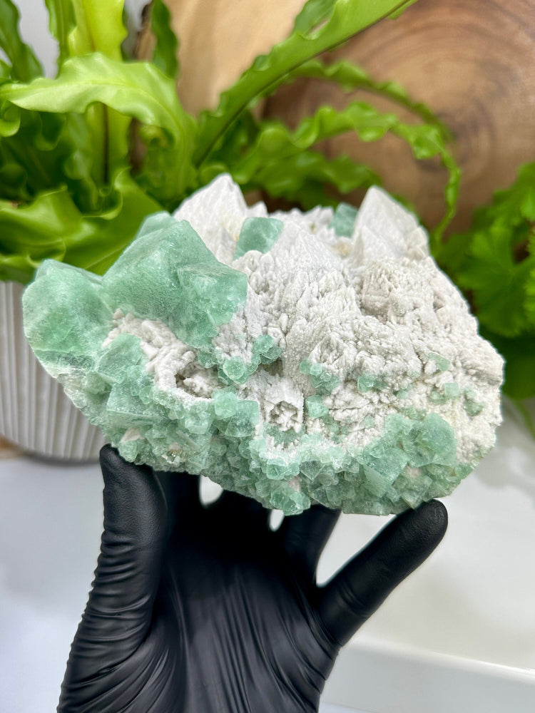 Elestial Candle Quartz with Green Fluorite Crystals from Inner Mongolia - Natural Mineral Display Piece Perfect for Collectors and Healing