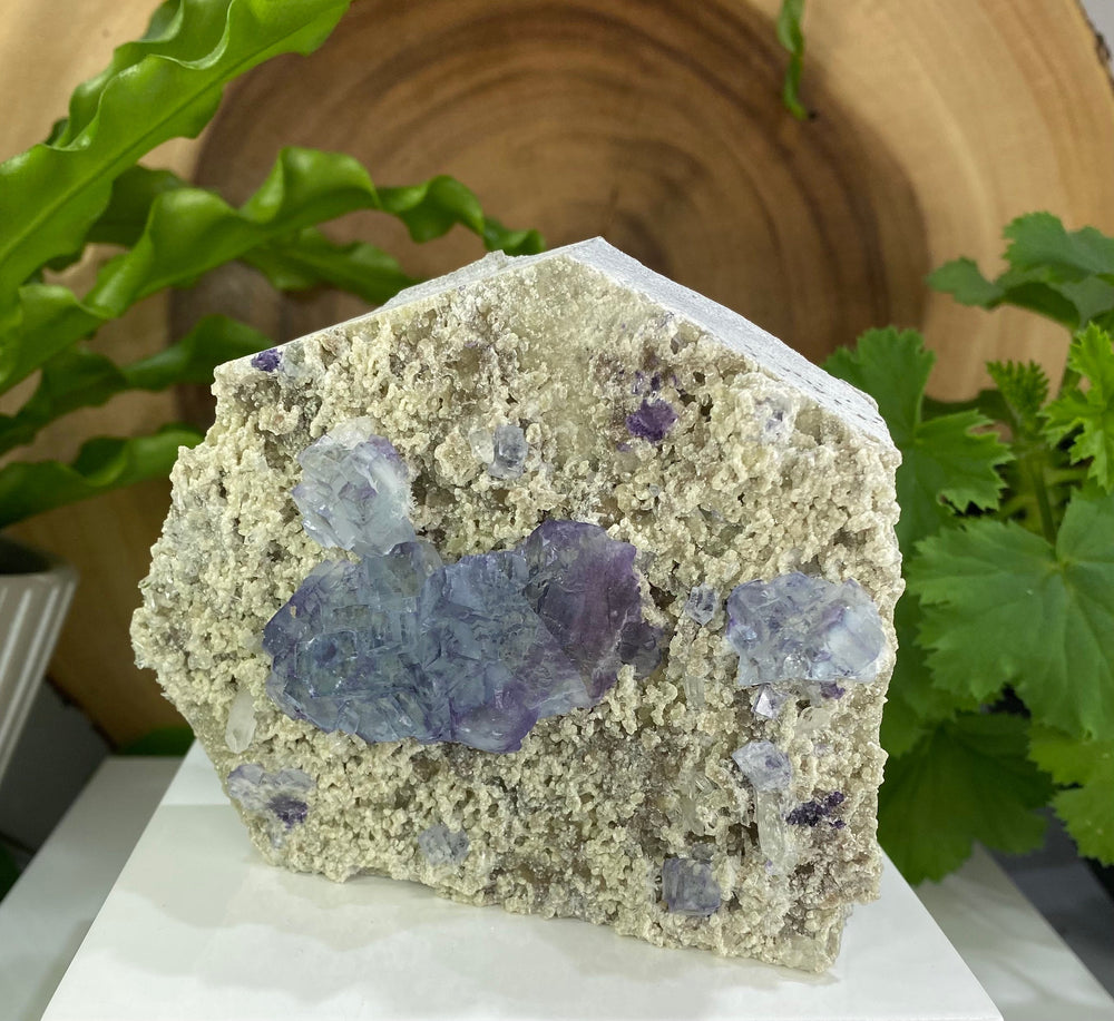 
                  
                    Load image into Gallery viewer, Blue Fluorite with Purple Saturation with Quartz Crystals and Pyrite in Matrix from The Hunan Province - Natural Mineral Display Piece SALE
                  
                