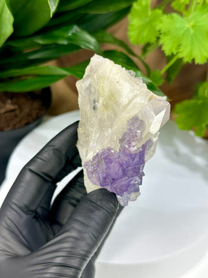 
                  
                    Load image into Gallery viewer, Purple Fluorite Crystals on Elestial Quartz from the Fujian Province - Natural Mineral Display Piece Perfect for Collectors + Metaphysics
                  
                