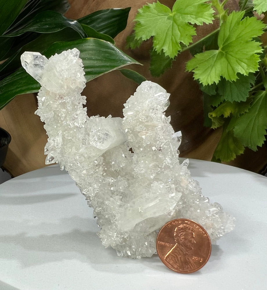 
                  
                    Load image into Gallery viewer, Apophylite Crystals over Chalcedony Stalactites with Peach Stilbite from Nashik India - Natural Zeolite Display Piece Perfect for Collectors
                  
                