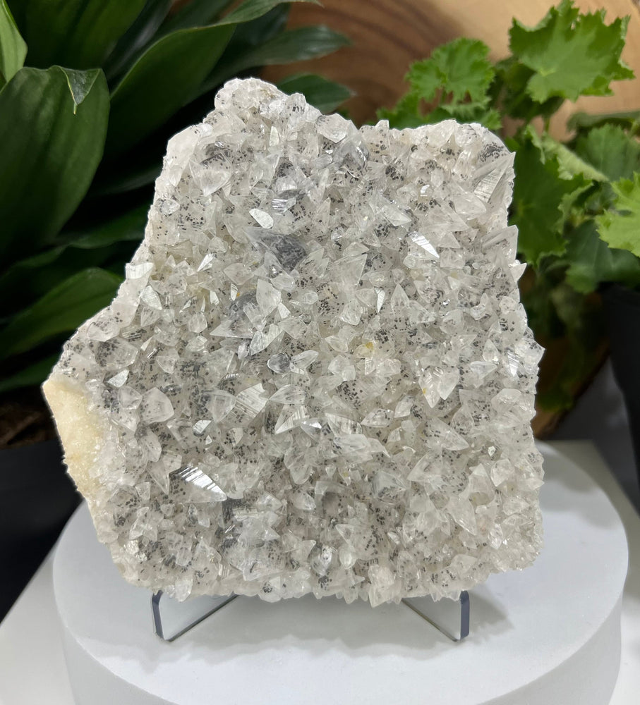 Pyrite Included Calcite Crystals with Druzy Chalcedony from Hubei Province -Natural Mineral Display Piece Perfect for Collectors and Healing