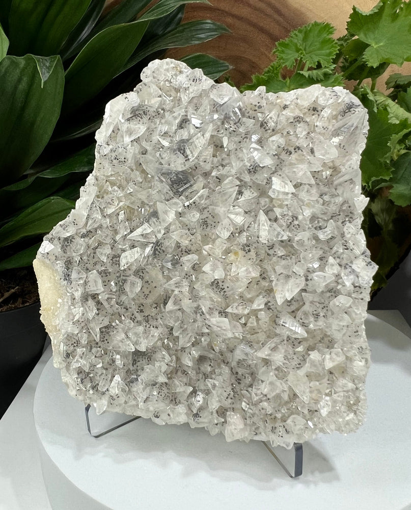 
                  
                    Load image into Gallery viewer, Pyrite Included Calcite Crystals with Druzy Chalcedony from Hubei Province -Natural Mineral Display Piece Perfect for Collectors and Healing
                  
                