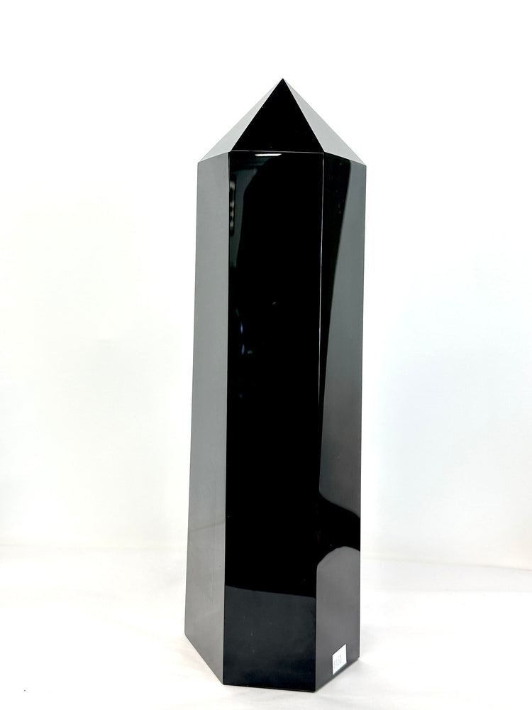 HUGE 14” Black Obsidian Crystal Tower - Large Polished Display Piece 13 lbs 10.2oz from Mexico - Perfect for Mineral Collections and Healing