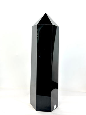 
                  
                    Load image into Gallery viewer, HUGE 14” Black Obsidian Crystal Tower - Large Polished Display Piece 13 lbs 10.2oz from Mexico - Perfect for Mineral Collections and Healing
                  
                