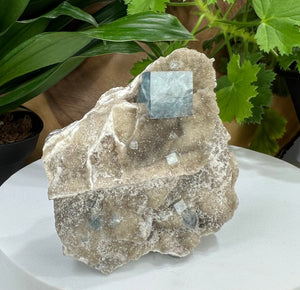 
                  
                    Load image into Gallery viewer, Blue Fluorite with Druzy Chalcedony from The Hunan Province- Natural Mineral Display Piece Perfect for Collectors + Metaphysical Use 20% OFF
                  
                